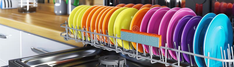 209 Illustration of a 3D model of a dishwasher icon in vibrant colors royalty free illustration