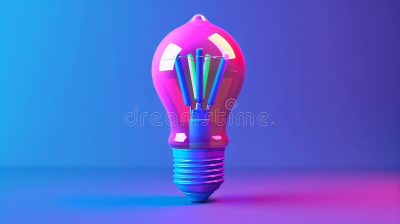 263 Illustration of a 3D model of a fluorescent bulb icon in vibrant colors royalty free illustration