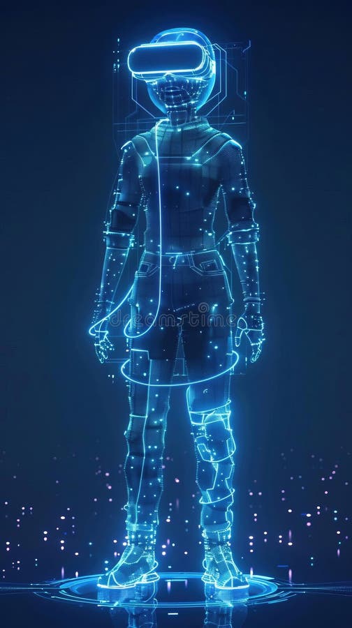 Illustration 3D Model Holographic display of an AIgenerated virtual influencer or avatar royalty free illustration