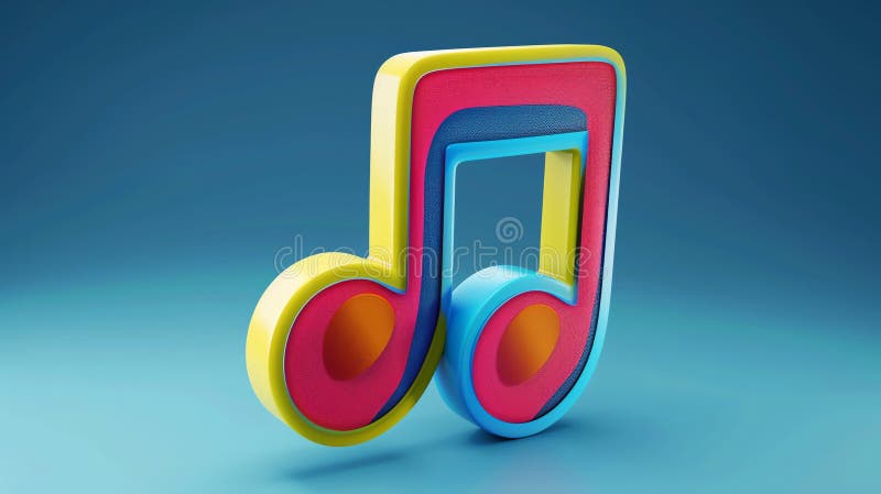8 Illustration of a 3D model of a music note icon in bright colors vector illustration