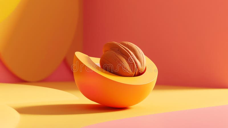 236 Illustration of a 3D model of a nut icon in bright colors royalty free illustration