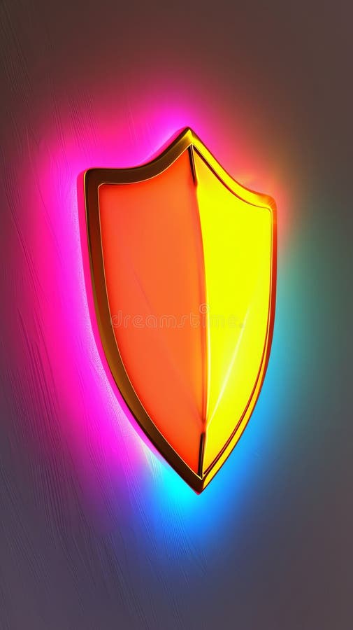 50 Illustration of a 3D model of a shield icon in bright colors royalty free illustration
