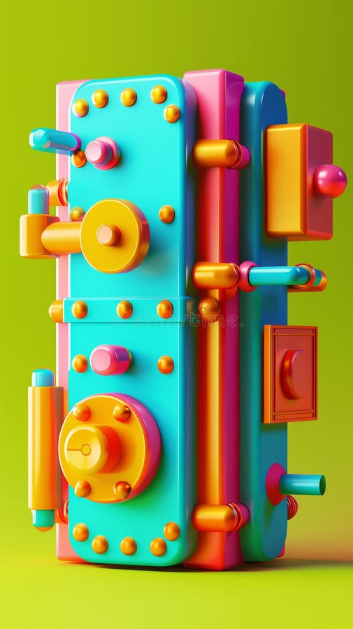 302 Illustration of a 3D model of a vault icon in bright colors stock illustration