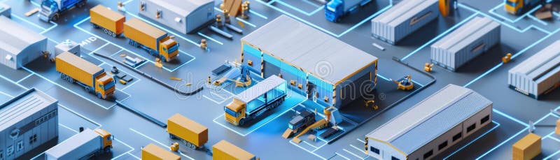 Illustration 3d modèle optimisé logiciel de gestion des stocks et d'analyse de la chaîne d'approvisionnement. ai génératif