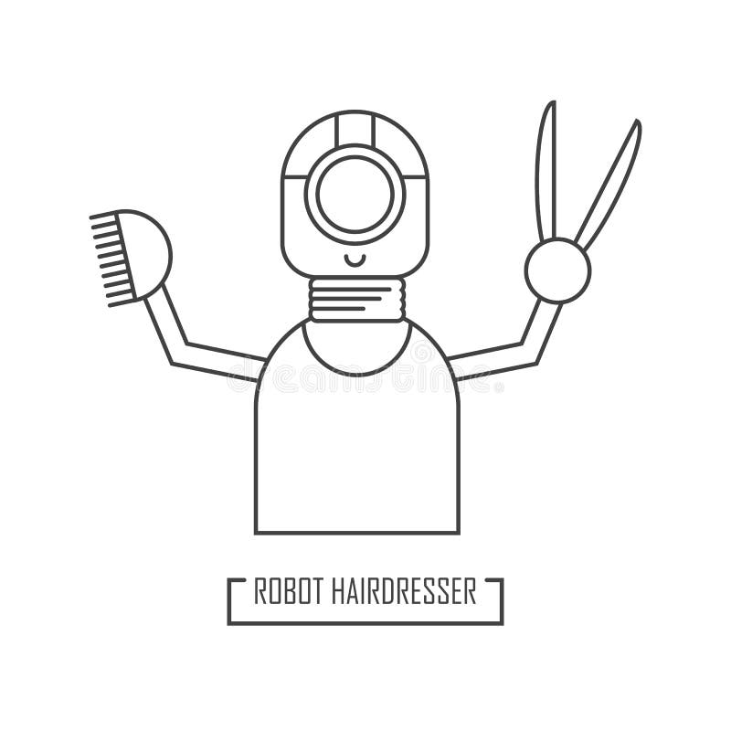Illustration d'un coiffeur de robot Pour la conception d'un salon de coiffure moderne illustration de vecteur Illustration d'un coiffeur de robot Pour la conception d'un salon de coiffure moderne illustration de vecteur