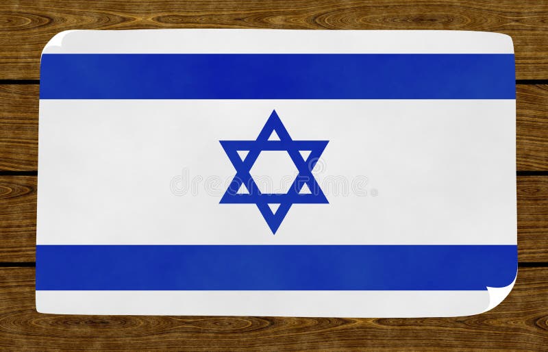 Illustration d'un drapeau israélien sur le papier collé sur le mur boisé illustration libre de droits Illustration d'un drapeau israélien sur le papier collé sur le mur boisé illustration libre de droits