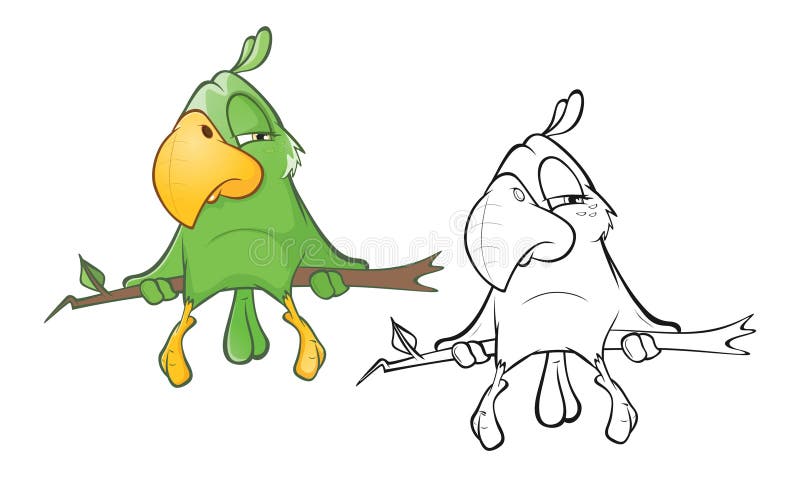 Illustration d'un perroquet vert mignon le chef heureux de crabots mignons effrontés de personnage de dessin animé de fond a isol illustration libre de droits Illustration d'un perroquet vert mignon le chef heureux de crabots mignons effrontés de personnage de dessin animé de fond a isol illustration libre de droits