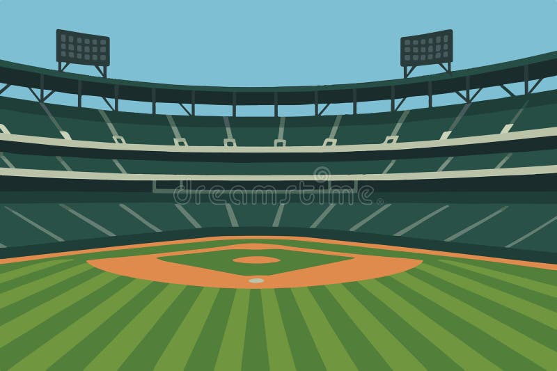 Illustration d'un stade de baseball vide. Image générée par AI. illustration de vecteur