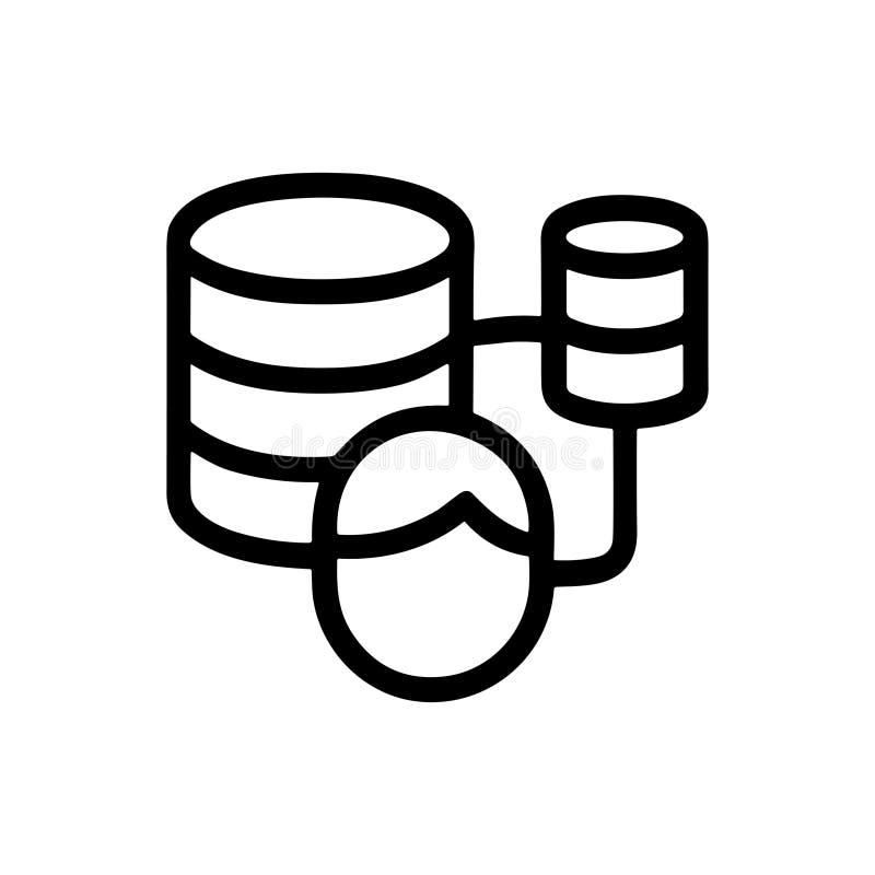 Simple Line Style Database Server Connection Icon Outline Graphic Element stock illustration
