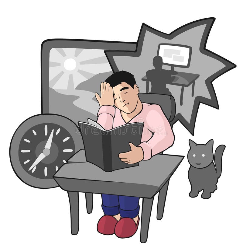 Illustration de bande dessinée avec le jeune homme inquiété illustration stock Illustration de bande dessinée avec le jeune homme inquiété illustration stock