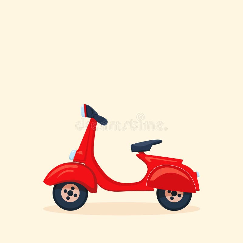 Illustration de bande dessinée de vecteur de rétro scooter rouge Concept rapide de service de distribution illustration stock Illustration de bande dessinée de vecteur de rétro scooter rouge Concept rapide de service de distribution illustration stock