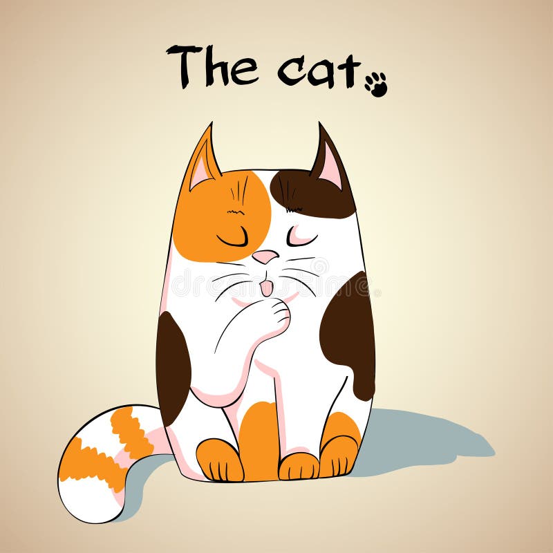 Illustration de chat mignon léchant sa patte illustration libre de droits Illustration de chat mignon léchant sa patte illustration libre de droits