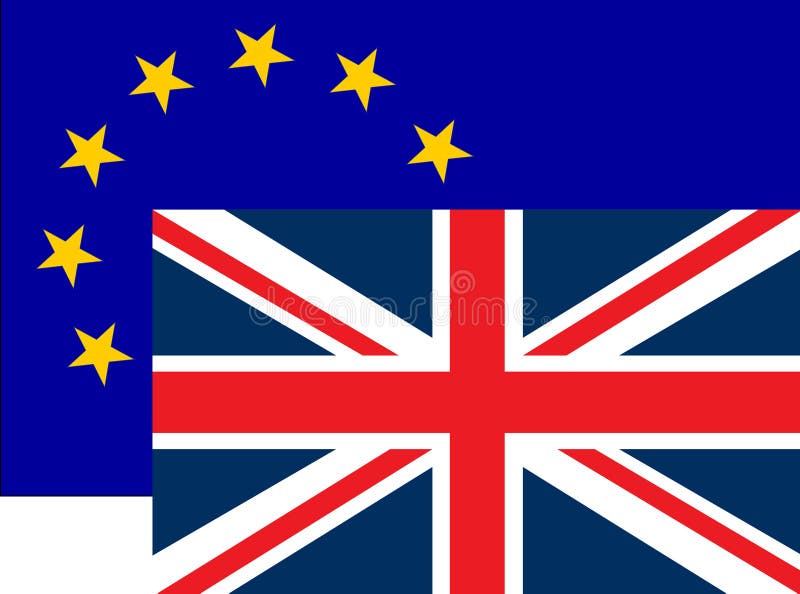 Brexit concept illustration - UK economy after Brexit deal symbolized with EU flag and England flag - vector illustration. Brexit concept illustration - UK economy after Brexit deal symbolized with EU flag and England flag - vector illustration