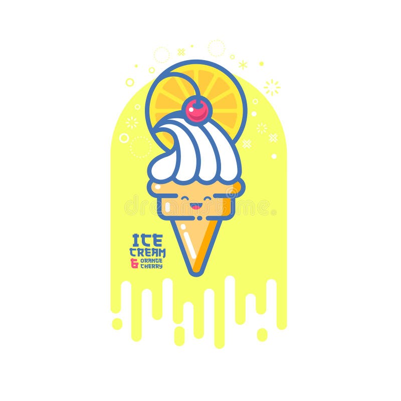 Illustration De Crème Glacée De Kawaii Crème Glacée Blanche