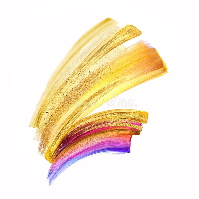 Illustration de Digital, clipart (images graphiques) de course de brosse d'or jaune d'isolement sur le fond blanc, calomnie d'aqu