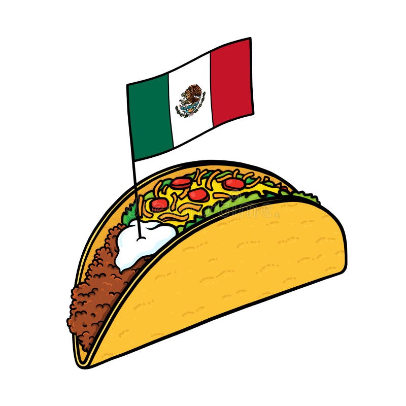 Taco avec un drapeau illustration de vecteur. Illustration du carte -  149672697