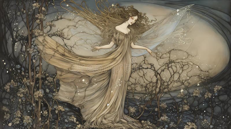 Illustration De Fée Art Nouveau Dans Une Magique Lumière De La