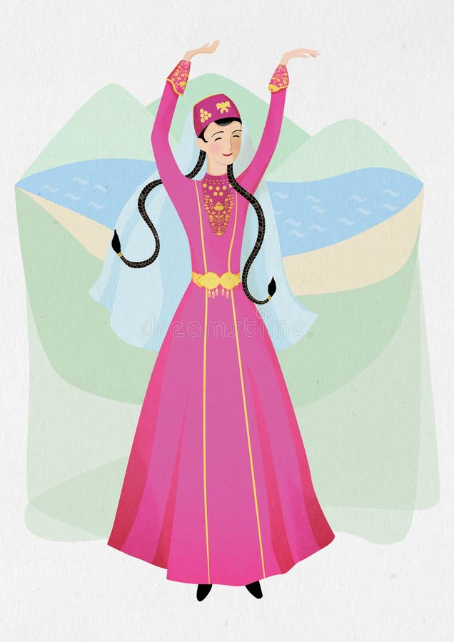 Illustration de femme, danse nationale du Tatar criméen dans une Co folklorique nationale illustration stock Illustration de femme, danse nationale du Tatar criméen dans une Co folklorique nationale illustration stock