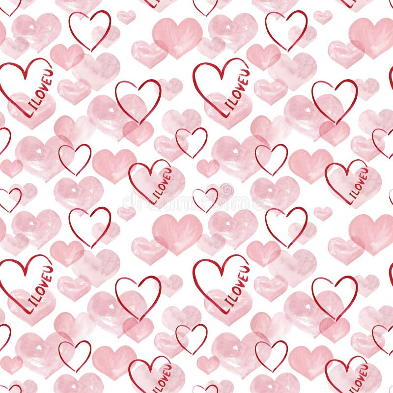 Illustration de fond de coeurs de rose d'aquarelle Configuration sans joint de mariage illustration stock Illustration de fond de coeurs de rose d'aquarelle Configuration sans joint de mariage illustration stock
