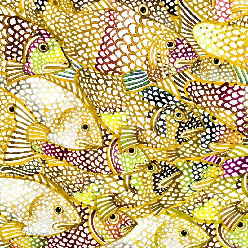 Illustration de fond d'aquarelle de poisson de mer d'or illustration de vecteur Illustration de fond d'aquarelle de poisson de mer d'or illustration de vecteur