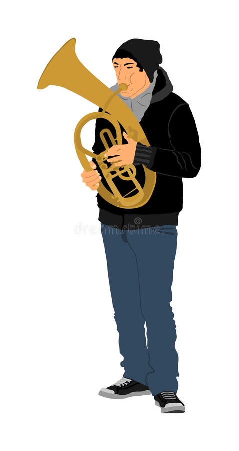 Illustration de joueur de klaxon de tenor Saxhorn d'homme de Jazz d'artiste de musique Interprète de rue de clairon Trompette de illustration de vecteur Illustration de joueur de klaxon de tenor Saxhorn d'homme de Jazz d'artiste de musique Interprète de rue de clairon Trompette de illustration de vecteur