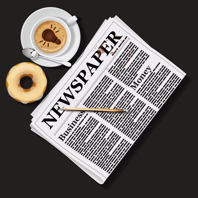 Illustration de journal avec la tasse et le beignet de cappuccino illustration stock Illustration de journal avec la tasse et le beignet de cappuccino illustration stock