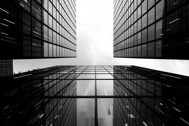 Illustration de l'image en noir et blanc des immeubles de bureaux haute qualité haute résolution illustration stock