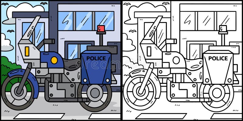 Page De Coloriage Isolée De Moto De Police Pour Les Enfants Clip Art Libres  De Droits, Svg, Vecteurs Et Illustration. Image 201916323