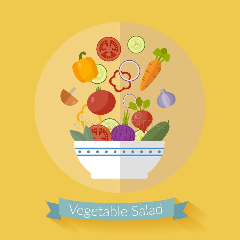 Illustration de légumes frais de vecteur avec les icônes plates
