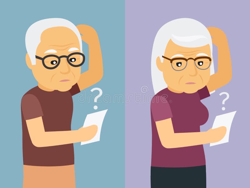 Illustration de pensée de vecteur de vieil homme et de femme illustration stock Illustration de pensée de vecteur de vieil homme et de femme illustration stock
