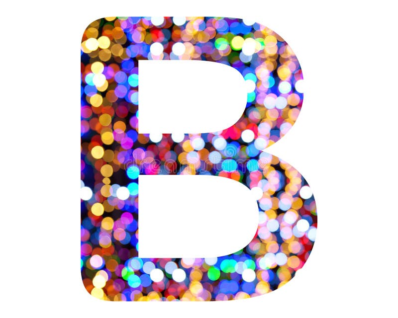 Illustration de rendu 3d de la lettre b faite de lumières colorées et floues sur un fond blanc
