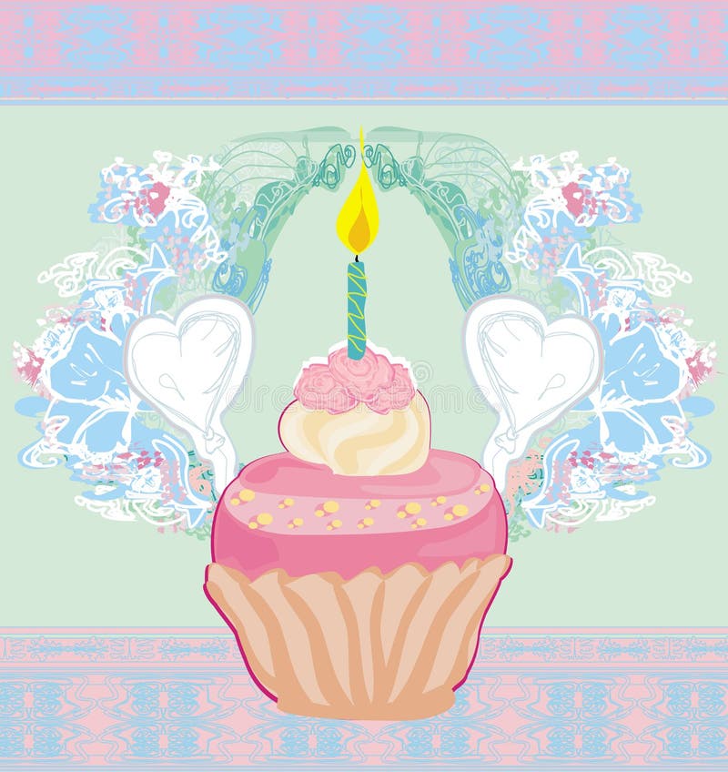 Illustration de rétro carte mignonne de petits gâteaux - carte de joyeux anniversaire illustration de vecteur Illustration de rétro carte mignonne de petits gâteaux - carte de joyeux anniversaire illustration de vecteur