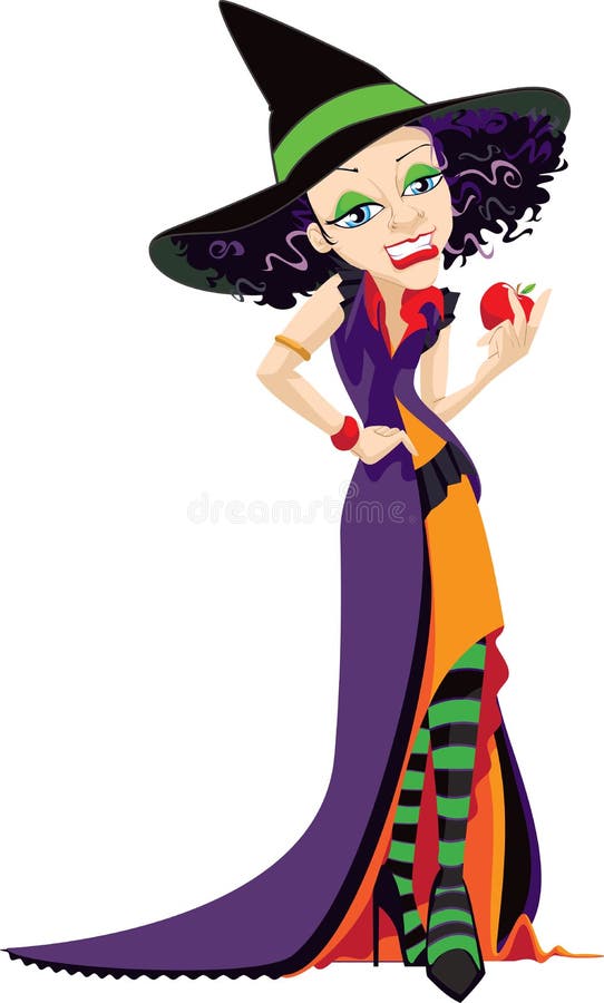 Cartoon character of a wicked witch smiling as she thinks of the trick or treat pranks for the scary season. Cartoon character of a wicked witch smiling as she thinks of the trick or treat pranks for the scary season.