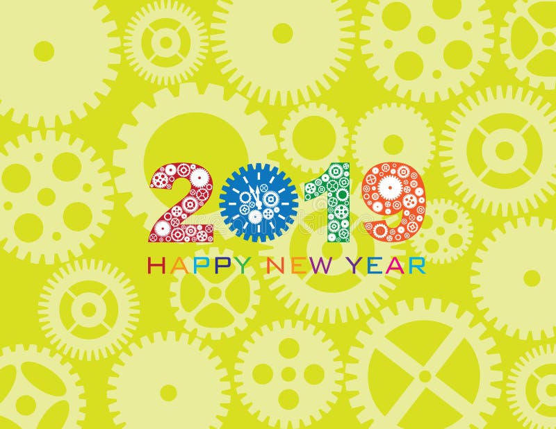 Illustration de vecteur de couleur de vitesse d'horloge de 2019 bonnes années illustration stock Illustration de vecteur de couleur de vitesse d'horloge de 2019 bonnes années illustration stock
