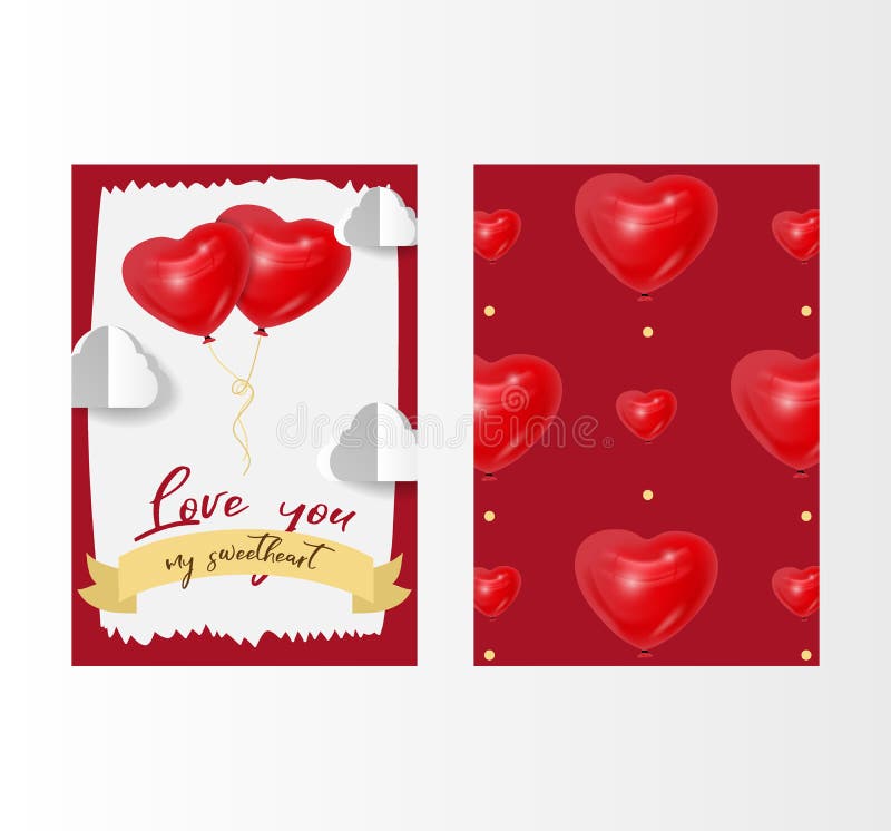 Illustration de vecteur d'amour de Saint-Valentin avec les ballons rouges de forme du coeur 3d et les nuages blancs 14 février, c illustration stock Illustration de vecteur d'amour de Saint-Valentin avec les ballons rouges de forme du coeur 3d et les nuages blancs 14 février, c illustration stock