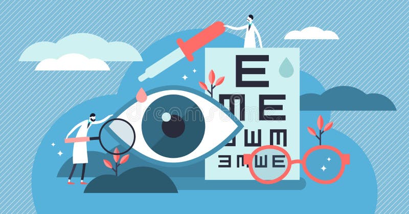 Illustration de vecteur d'ophthalmologie Concept minuscule plat de personnes de santé de yeux illustration stock Illustration de vecteur d'ophthalmologie Concept minuscule plat de personnes de santé de yeux illustration stock