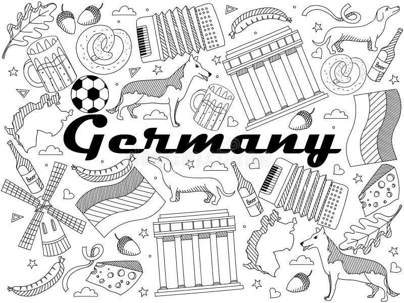Page De Garde Cahier Allemand Colorer Illustration De Vecteur De Livre De Coloriage De L'Allemagne