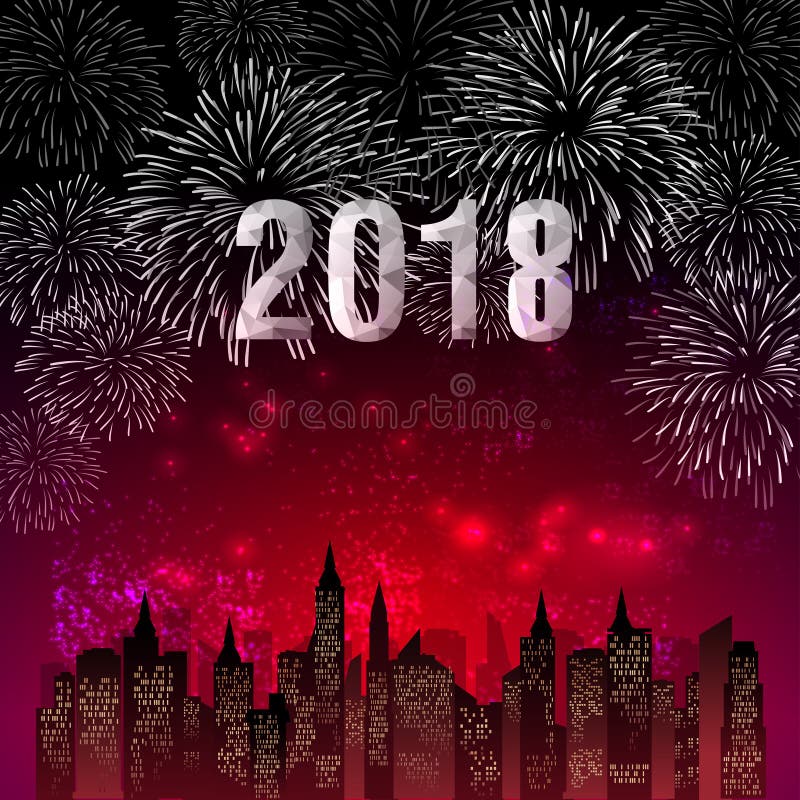 Illustration de vecteur des feux d'artifice colorés Thème 2018 de bonne année illustration libre de droits Illustration de vecteur des feux d'artifice colorés Thème 2018 de bonne année illustration libre de droits