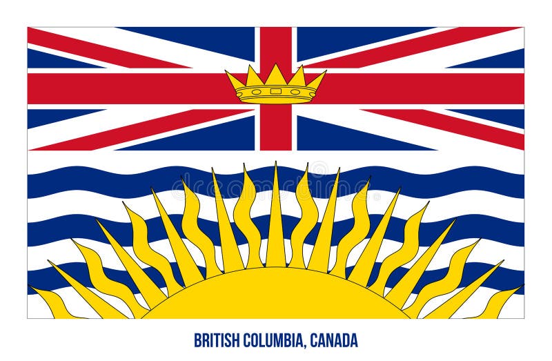 Drapeau de la colombie-britannique illustration sur fond blanc. drapeau des provinces du canada