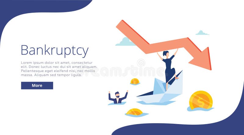 Illustration de vecteur de faillite Concept minuscule plat de personne avec la société fauchée Processus de descente d'affaires d illustration stock Illustration de vecteur de faillite Concept minuscule plat de personne avec la société fauchée Processus de descente d'affaires d illustration stock