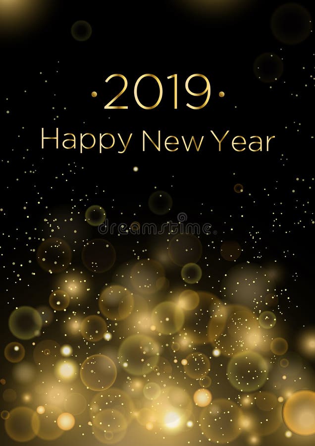 Illustration de vecteur de fond de carte de voeux de 2019 bonnes années avec la poussière d'or et des étincelles, bandeaux Concep illustration stock Illustration de vecteur de fond de carte de voeux de 2019 bonnes années avec la poussière d'or et des étincelles, bandeaux Concep illustration stock