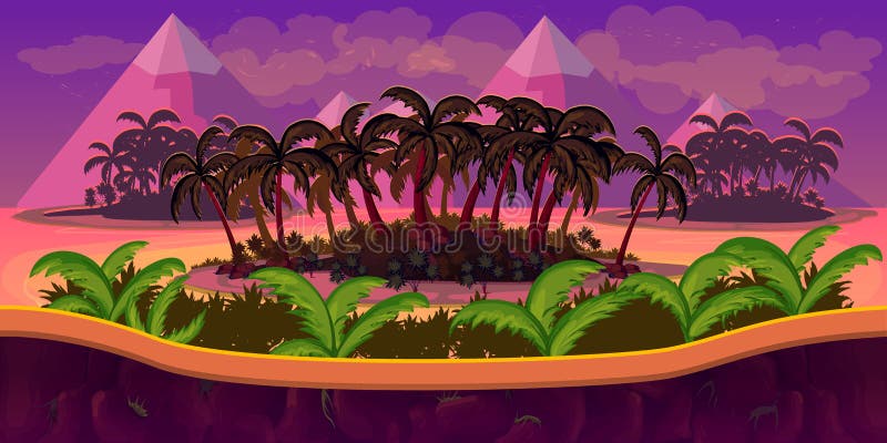 Illustration de vecteur - fond sans couture - palmiers dans le désert - pour le concepteur du jeu illustration de vecteur Illustration de vecteur - fond sans couture - palmiers dans le désert - pour le concepteur du jeu illustration de vecteur