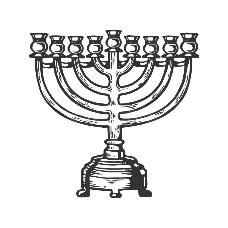 Label Plat De Logo De Symbole De Signe De  D'icône De Menorah Hanoucca Illustration de