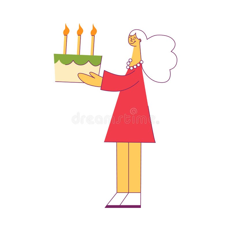 Illustration de vecteur de jeune femme tenant le gâteau de fête avec les bougies brûlantes illustration libre de droits Illustration de vecteur de jeune femme tenant le gâteau de fête avec les bougies brûlantes illustration libre de droits