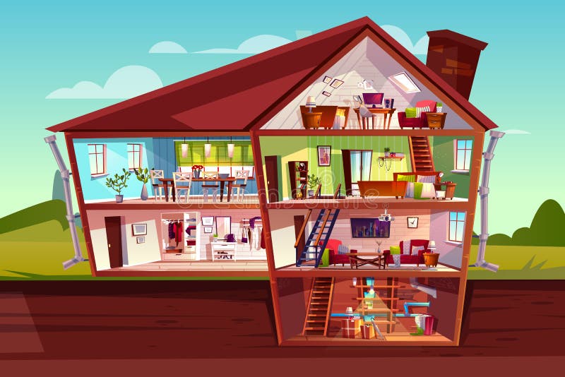 Illustration de vecteur de section de coupe de manoir illustration stock Illustration de vecteur de section de coupe de manoir illustration stock