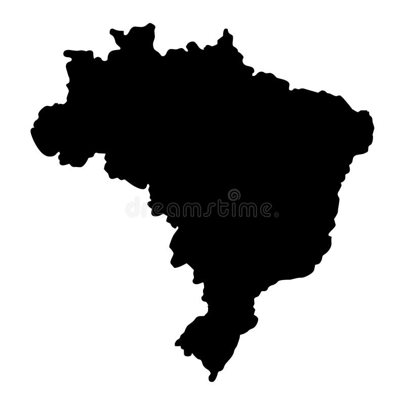 Brazil map silhouette vector illustration isolated on white background. Brazil map silhouette vector illustration isolated on white background