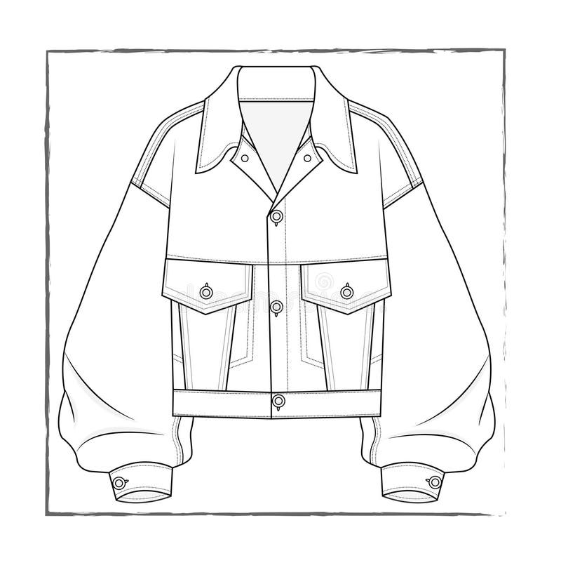 Technical Sketch Denim Jacket Stock Illustrations – 415 Technical ...