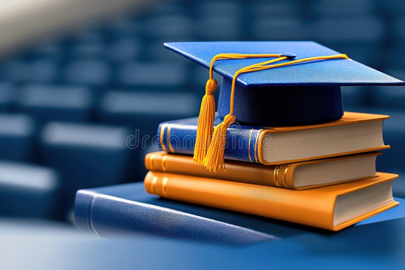 Stack of Graduation Books Illustration - Celebrating Academic Achievements and Accomplishments stock illustration