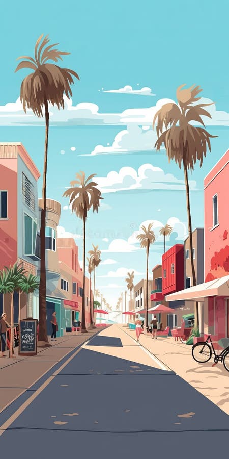 2d Flat Illustration Of Venice Beach Scene vector illustration