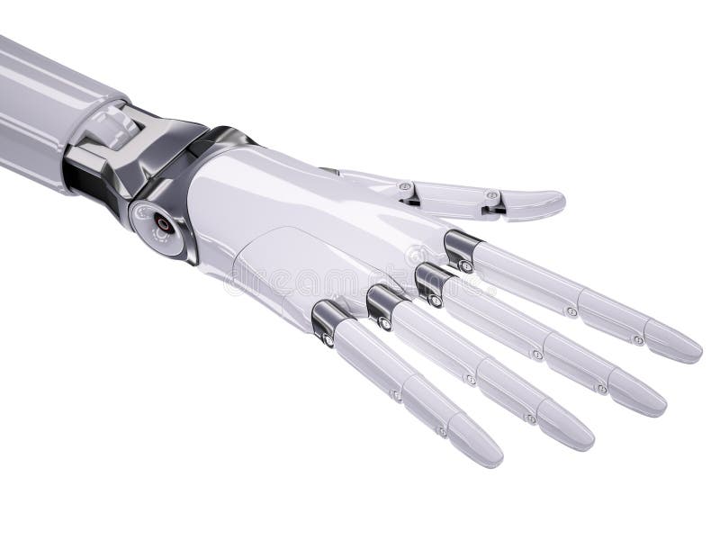 Illustration der cyborg-Menschlich ähnliche Hand3d lokalisiert auf Weiß stock abbildung Illustration der cyborg-Menschlich ähnliche Hand3d lokalisiert auf Weiß stock abbildung